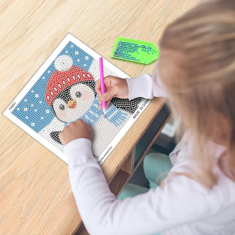 UiSdfuy Diamond Art Kits for Kids,Arts & Crafts for Kid Ages 8-12,Diamond Art for Kids,Gem Art 4 Pack Diamond Painting 6" X 6" (Dinosaur Crocodile Penguin Elephant) - Image 5